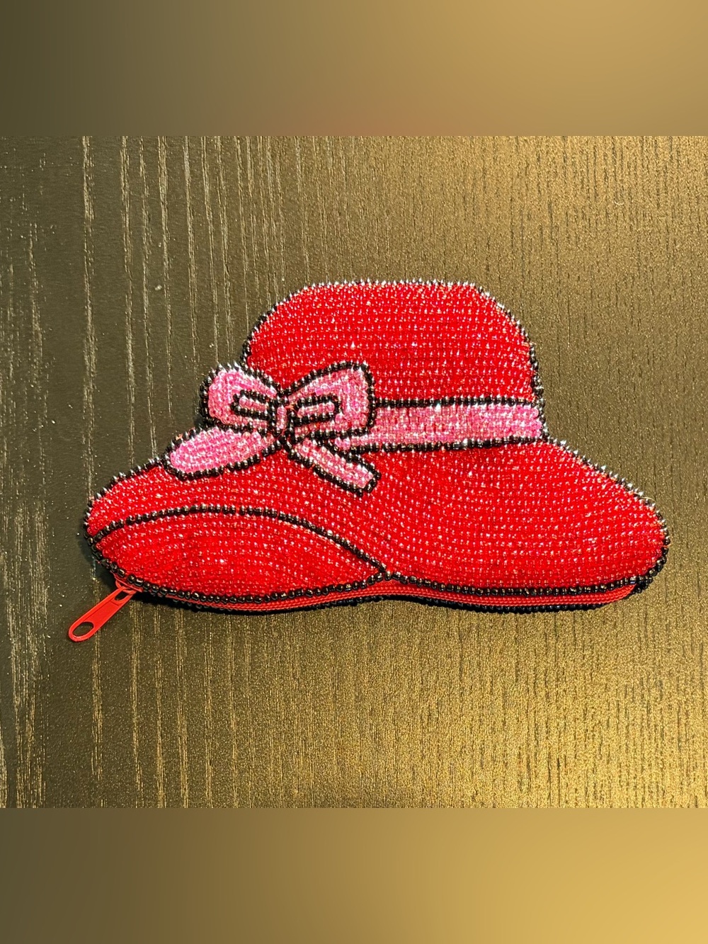 Hand Beaded Red Hat Society Coin Purse